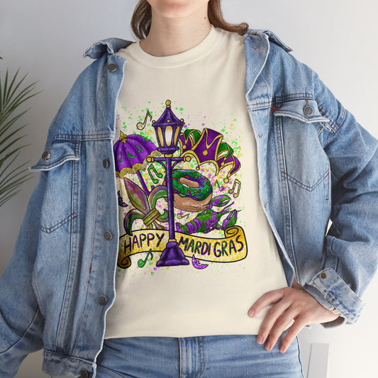 Happy Mardi Gras Unisex Heavy Cotton Tee