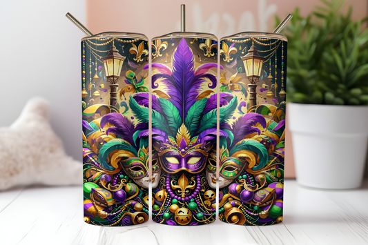 Mardi Gras Mask Tumbler